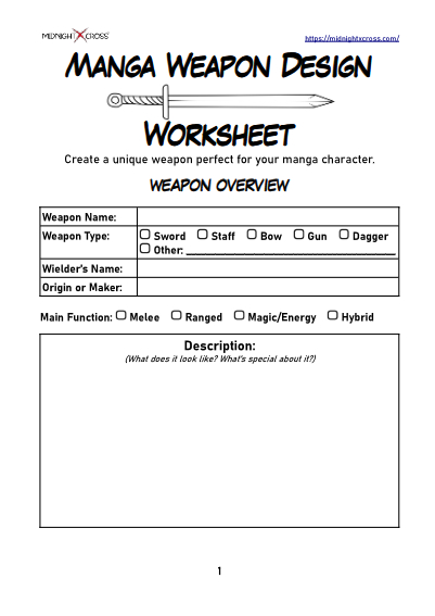 Manga Weapon Design Worksheet Preview 1